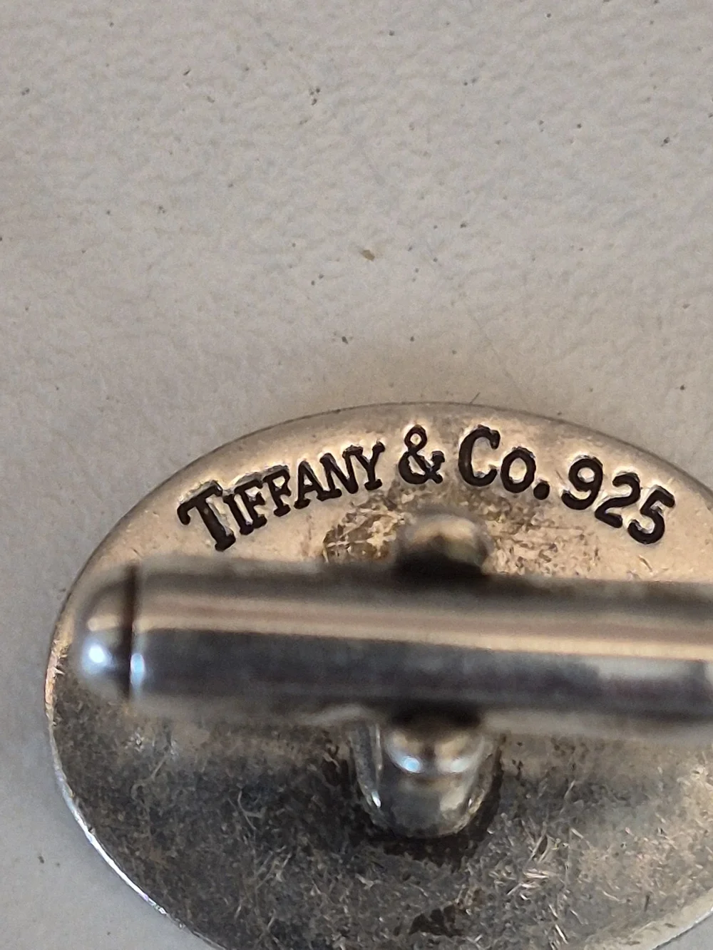 Tiffany & Co. Silver Oval Monogram DBP Single Cufflink
